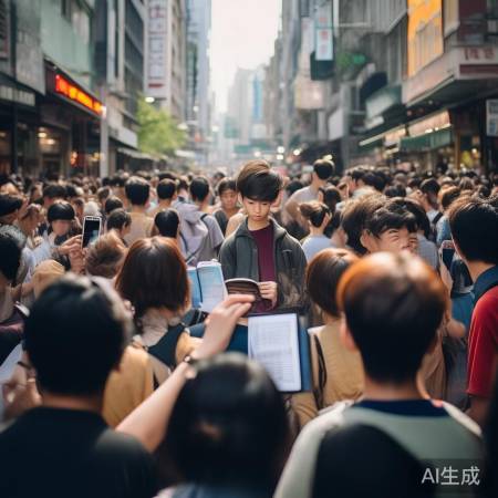 街头背课文,众人围观拍录