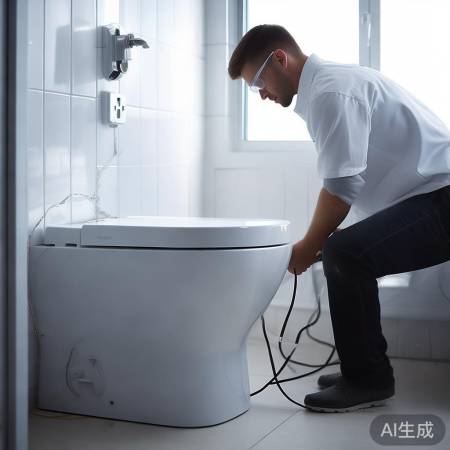 安装智能马桶,接好电源。