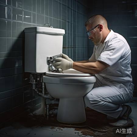 拆旧坐便器,松开管道连接