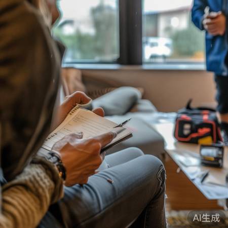 师傅上门维修,确认零件型号。