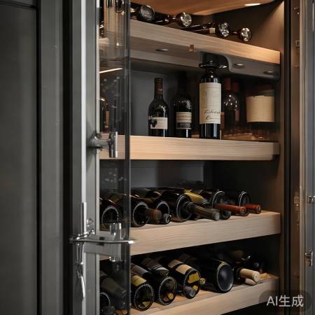 酒柜照明柔和,门锁安全可靠
