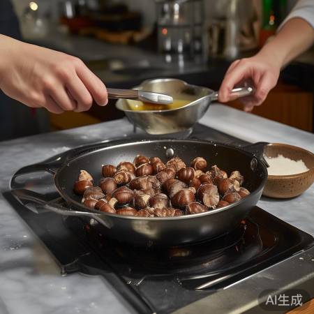 炒板栗，盐糖调味