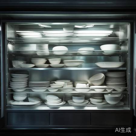 餐具整齐摆放,便于消毒