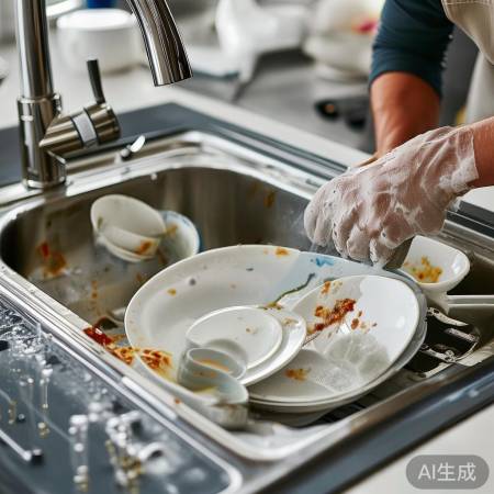 清洗餐具,避免油渍残渣