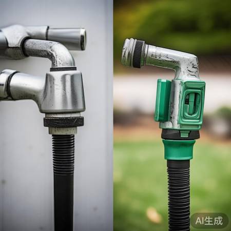 软管连接：螺纹与快速选。