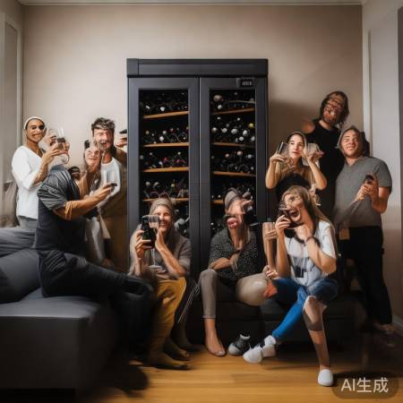 红酒柜前自然拍,生活更美好