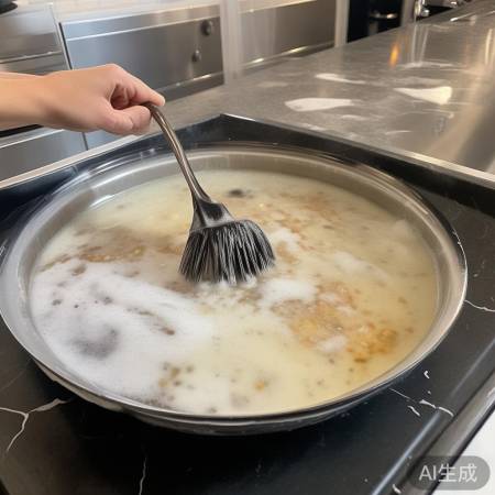 清洁油烟过滤网,小苏打浸泡刷洗
