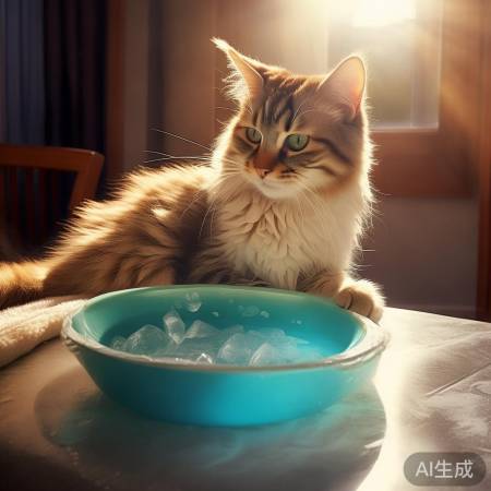 长毛猫清凉解暑法