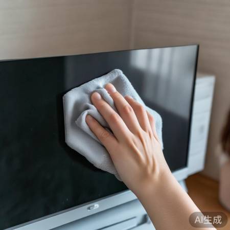 “轻柔擦拭电视屏”