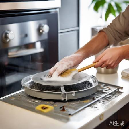 清洁油烟机风扇与内部